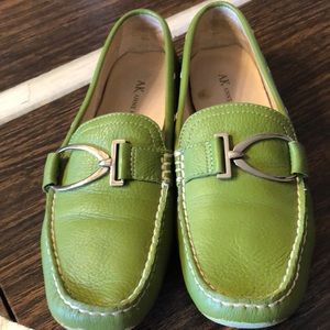 Green Leather Anne Klein Loafers